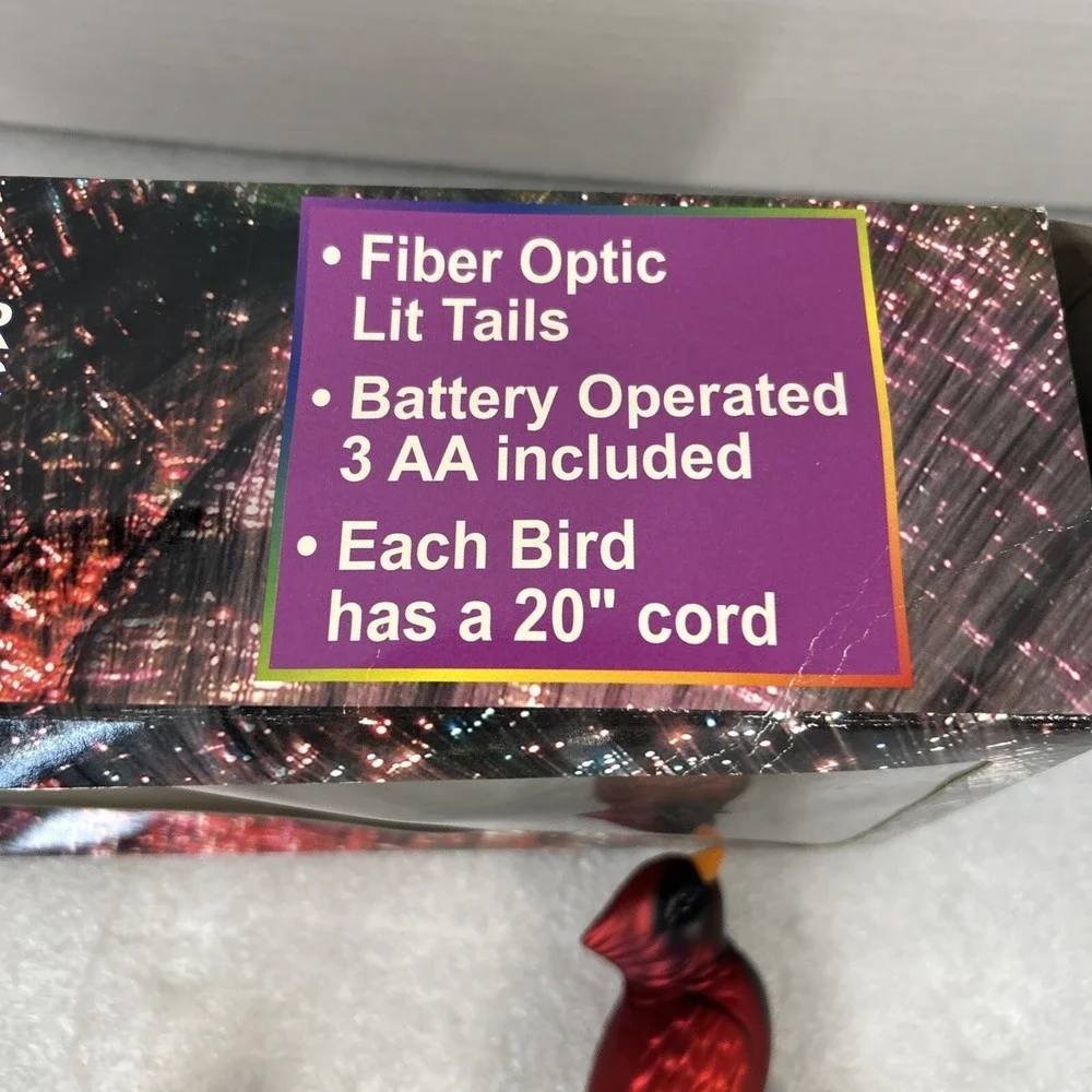 Vintage 2002 Holiday Creations Cardinal  Fiber Optic Red Birds Clip Ornament